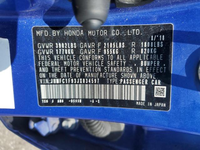 2018 HONDA CIVIC TOUR JHMFC1F93JX034597