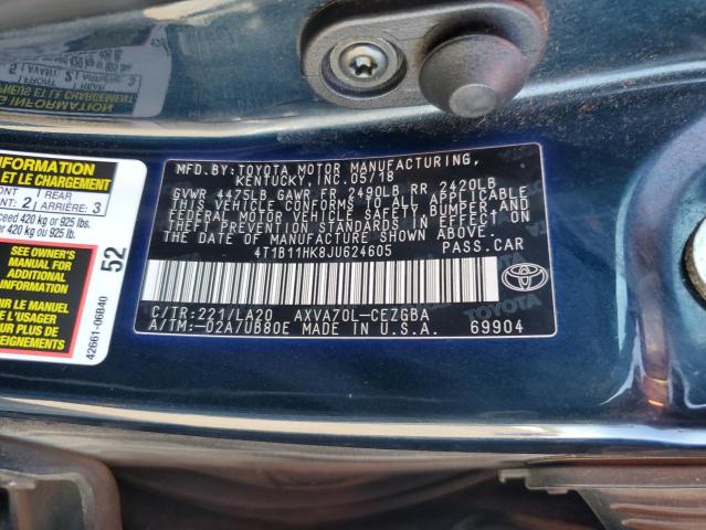 VIN 4T1B11HK8JU624605 2018 Toyota Camry, L no.12