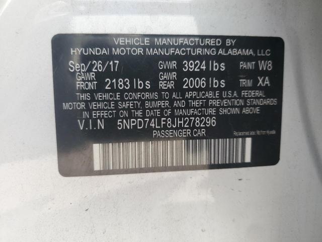 VIN 5NPD74LF8JH278296 2018 Hyundai Elantra, SE no.12