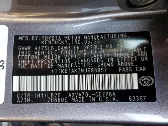 VIN 4T1K61AK7NU698857 2022 Toyota Camry, Xse no.13