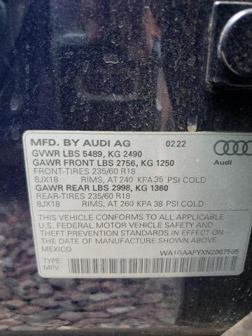 VIN WA1GAAFYXN2067595 2022 Audi Q5, Premium 45 no.13