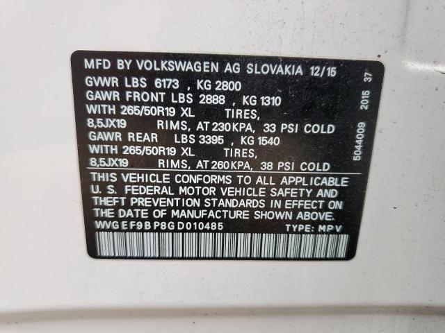 2016 VOLKSWAGEN TOUAREG SP WVGEF9BP8GD010485