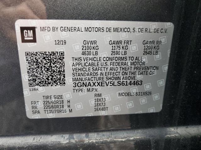 2020 CHEVROLET EQUINOX PR 3GNAXXEV5LS614463  66779404