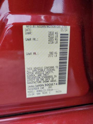2015 NISSAN ALITMA 1N4AL3AP0FN300874