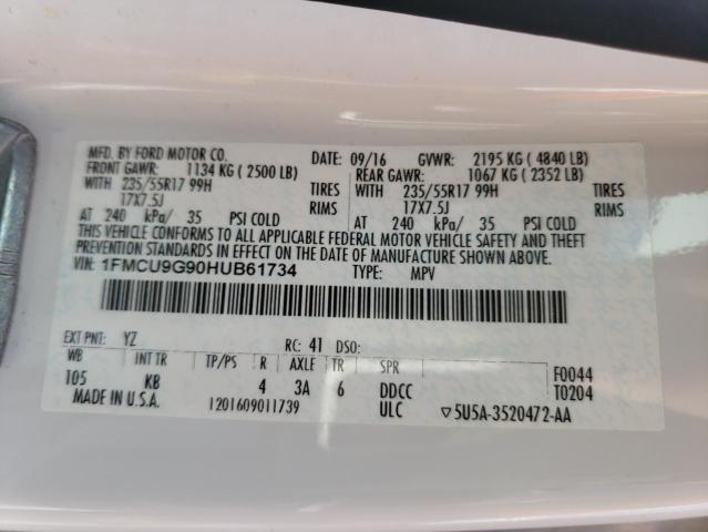 2017 FORD ESCAPE SE - 1FMCU9G90HUB61734