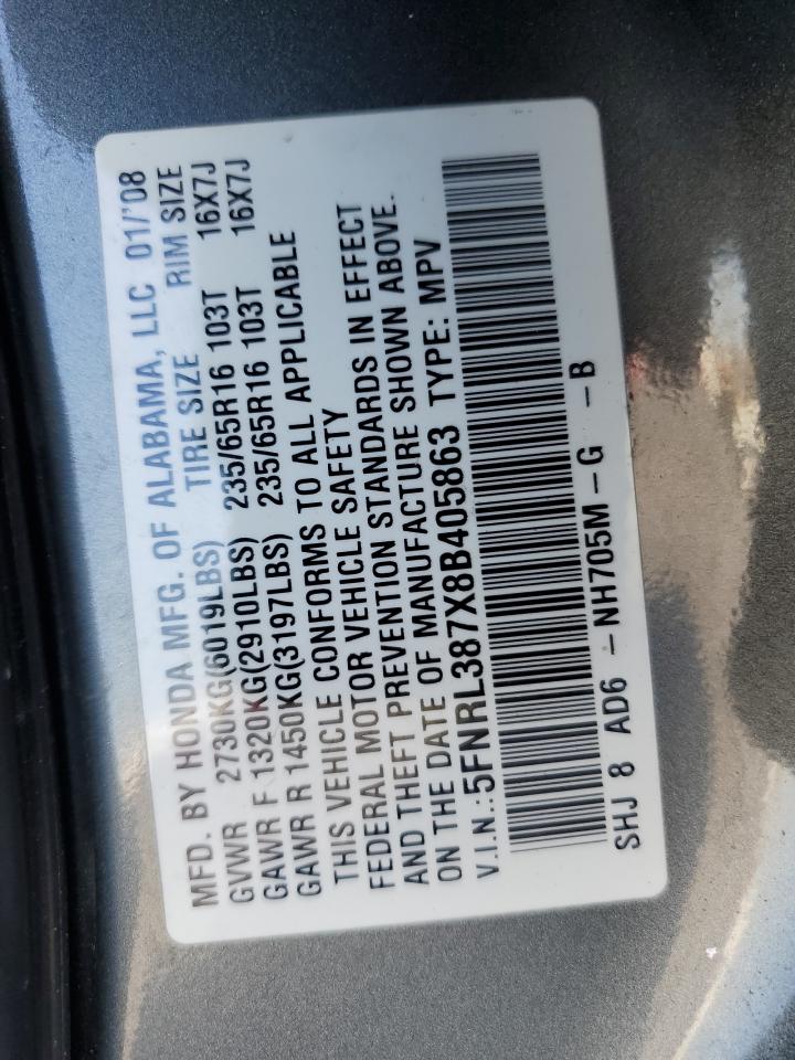 Lot #2996541642 2008 HONDA ODYSSEY EX