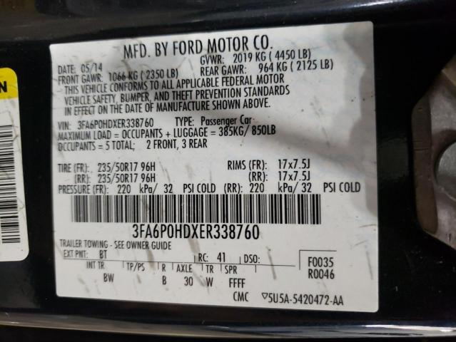 VIN 3FA6P0HDXER338760 2014 Ford Fusion, SE no.12