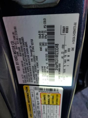 VIN 3FA6P0CD1KR233348 2019 Ford Fusion, Sel no.12