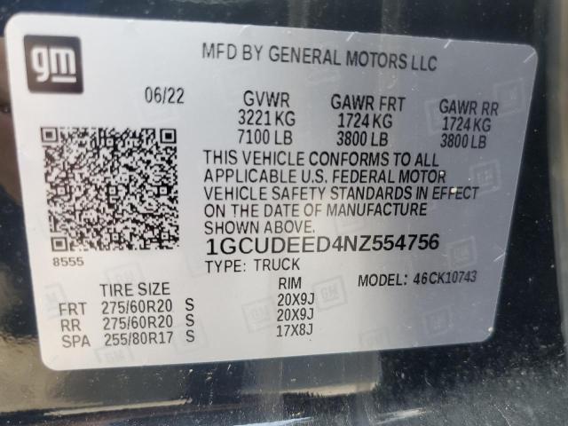 2022 CHEVROLET SILVERADO - 1GCUDEED4NZ554756
