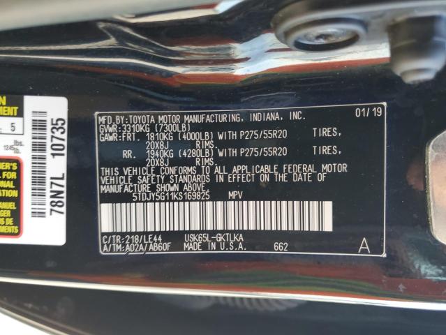 2019 TOYOTA SEQUOIA LI 5TDJY5G11KS169825