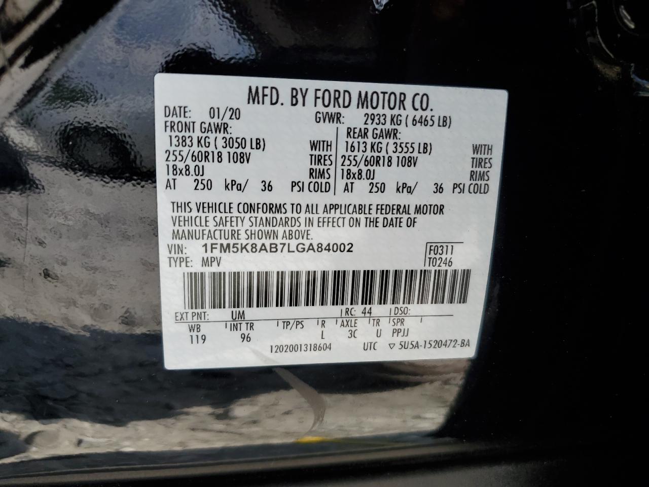 Lot #2952680167 2020 FORD EXPLORER P