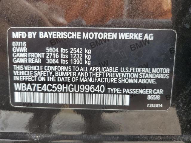 VIN WBA7E4C59HGU99640 2017 BMW 7 Series, 740 XI no.12