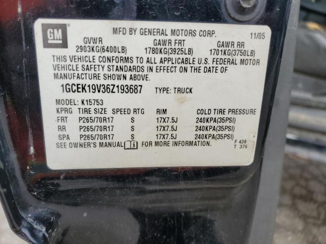 2006 CHEVROLET SILVERADO 1GCEK19V36Z193687  66843104