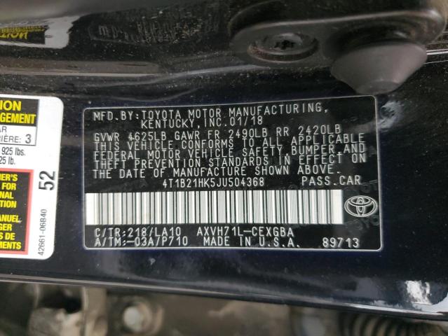 2018 TOYOTA CAMRY HYBR - 4T1B21HK5JU504368