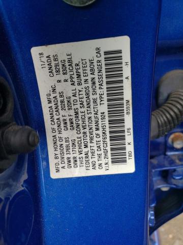 2019 HONDA CIVIC LX - 2HGFC2F65KH511924