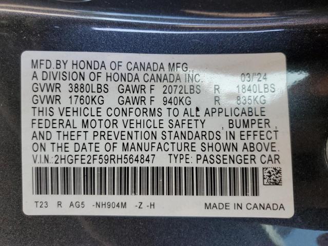 2024 HONDA CIVIC SPOR 2HGFE2F59RH564847  66780294