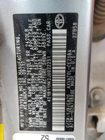 VIN 4T1B11HK2JU022251 2018 Toyota Camry, L no.12