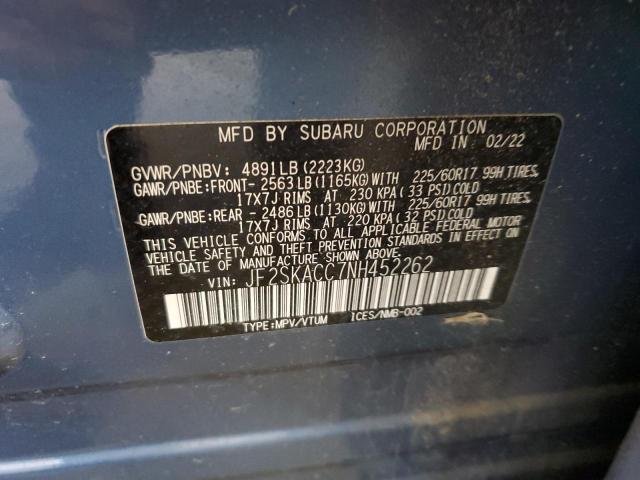 2022 SUBARU FORESTER JF2SKACC7NH452262