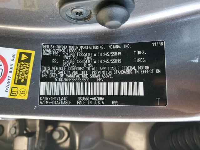 2017 TOYOTA HIGHLANDER - 5TDDZRFH3HS357500