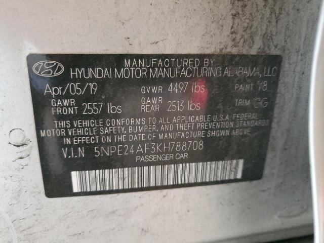 VIN 5NPE24AF3KH788708 2019 Hyundai Sonata, SE no.12