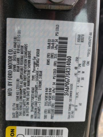 VIN 3FA6P0G77GR314060 2016 Ford Fusion, S no.12