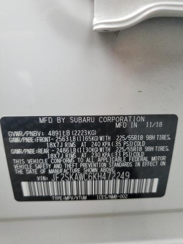 2019 SUBARU FORESTER T - JF2SKAWC6KH472249