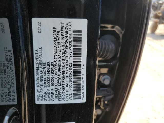 VIN 1HGCV3F26NA015128 2022 HONDA ACCORD no.12