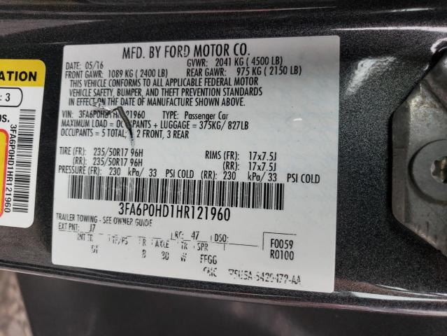 2017 FORD FUSION SE - 3FA6P0HD1HR121960