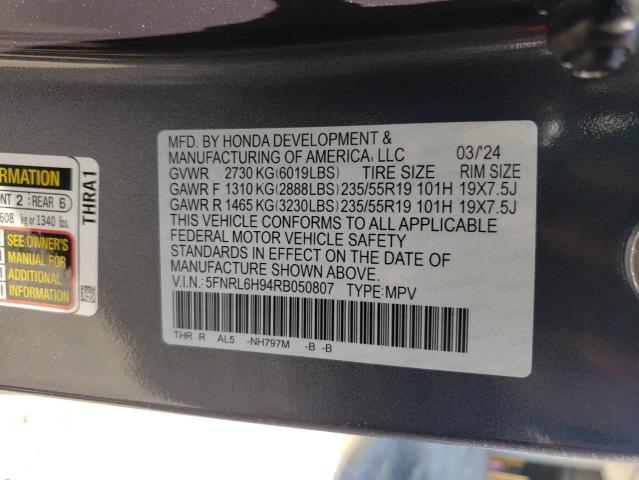 VIN 5FNRL6H94RB050807 2024 Honda Odyssey, Elite no.13