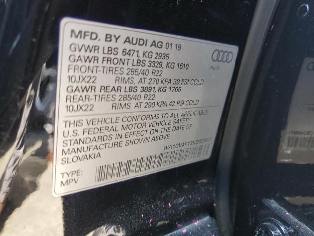 2019 AUDI Q8 PRESTIG WA1CVAF13KD025971