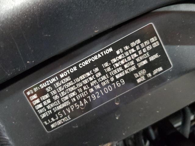 2009 SUZUKI DL650 JS1VP54A792100769