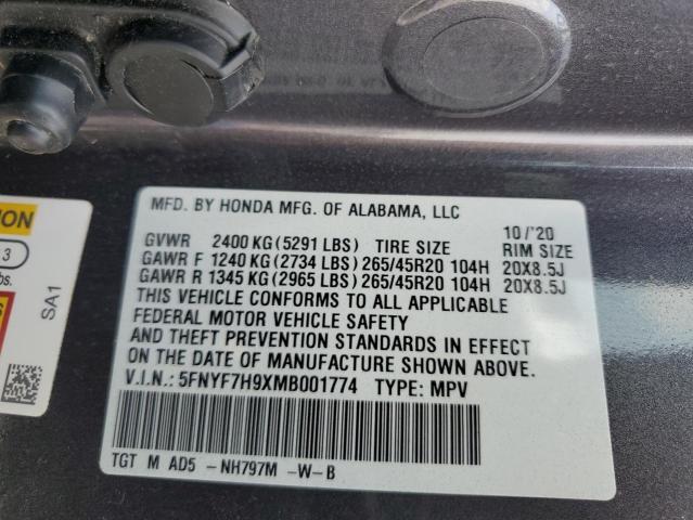 2021 HONDA PASSPORT T 5FNYF7H9XMB001774  67322184