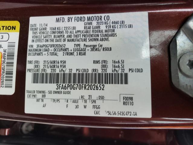 VIN 3FA6P0G70FR202652 2015 Ford Fusion, S no.12