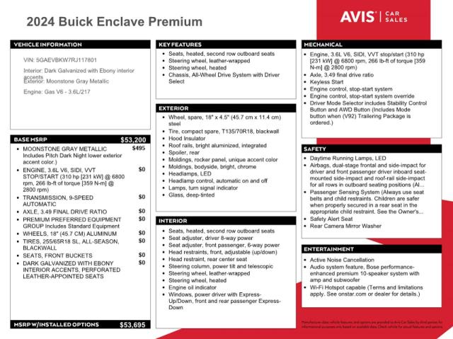 2024 BUICK ENCLAVE PR - 5GAEVBKW7RJ117801