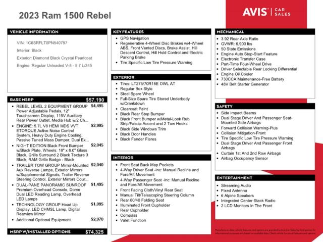 2023 RAM 1500 REBEL - 1C6SRFLT0PN540797