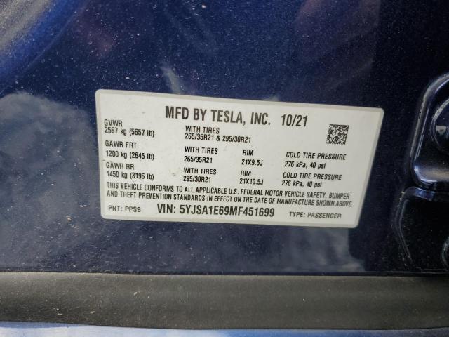 2021 TESLA MODEL S - 5YJSA1E69MF451699