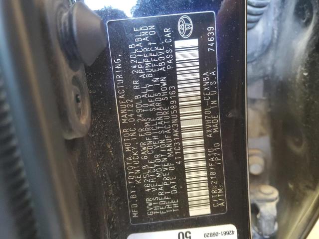 VIN 4T1C31AK3NU589163 2022 Toyota Camry, LE no.12