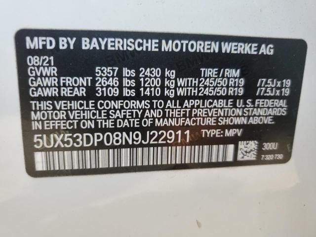 VIN 5UX53DP08N9J22911 2022 BMW X3, Xdrive30I no.13