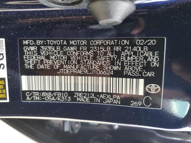 2020 TOYOTA COROLLA LE - JTDEPRAE9LJ106624