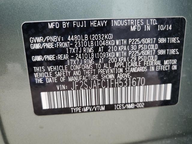 VIN JF2SJAFC1FH531670 2015 Subaru Forester, 2.5I Pr... no.14