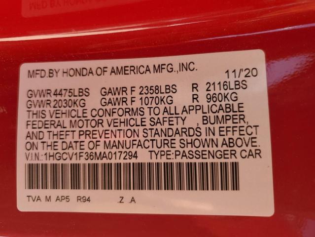 2021 HONDA ACCORD SPO - 1HGCV1F36MA017294