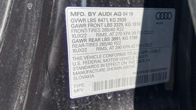 2019 AUDI Q8 PRESTIG WA1FVAF19KD037801