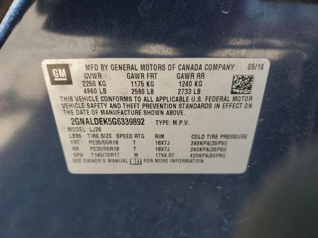 2016 CHEVROLET EQUINOX LT - 2GNALDEK5G6339892