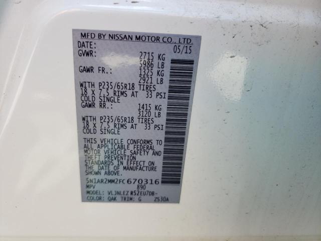 2015 NISSAN PATHFINDER - 5N1AR2MM2FC670316