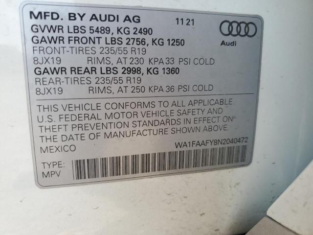 VIN WA1FAAFY8N2040472 2022 Audi Q5, Prestige 45 no.13