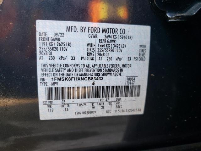 1FMSK8FHXNGB83433 2022 FORD EXPLORER