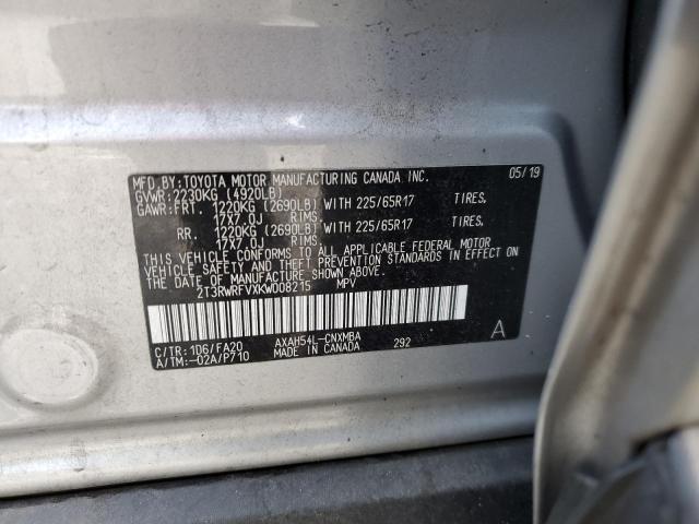 VIN 2T3RWRFVXKW008215 2019 Toyota RAV4, Xle no.12