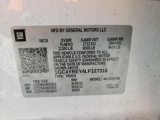 2020 CHEVROLET SILVERADO - 1GC4YREY4LF127316