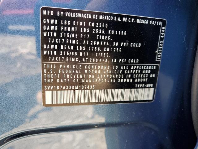 2019 VOLKSWAGEN TIGUAN S - 3VV1B7AXXKM137435
