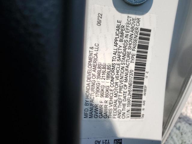 2022 HONDA CIVIC LX - 19XFL2H51NE017370